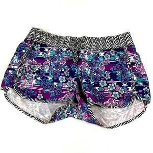 Athleta | Lanai Purple Blue Floral Beach Board Shorts Unlined 14